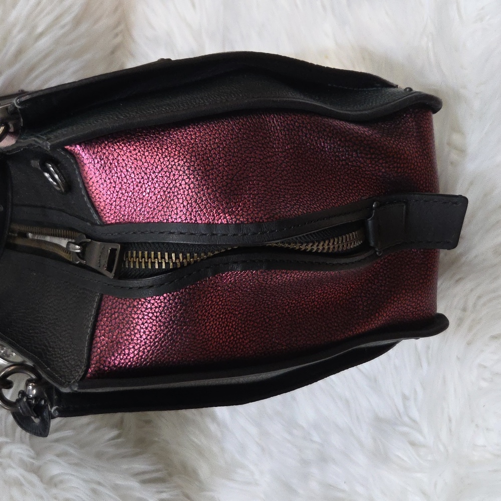 💜🔹️Coach 🔹️Dreamer 36 In Metallic Colorblock Pebble Leather Tote Rare Bag - Picture 7 of 15
